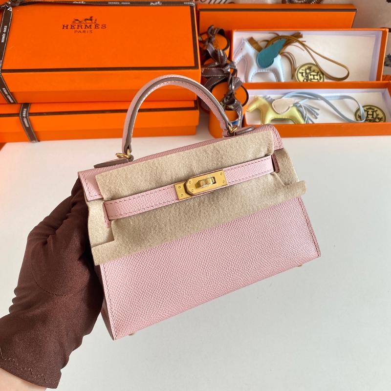 Hermes Kelly Mini second-generation 22EP 3Q cherry blossom pink gold buckle
